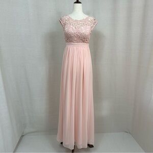 Maniju Blush Sleeveless Crew Neck Maxi Dress